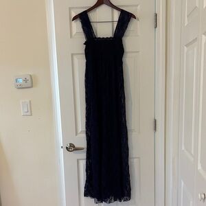 Sheer Lace Navy Dress